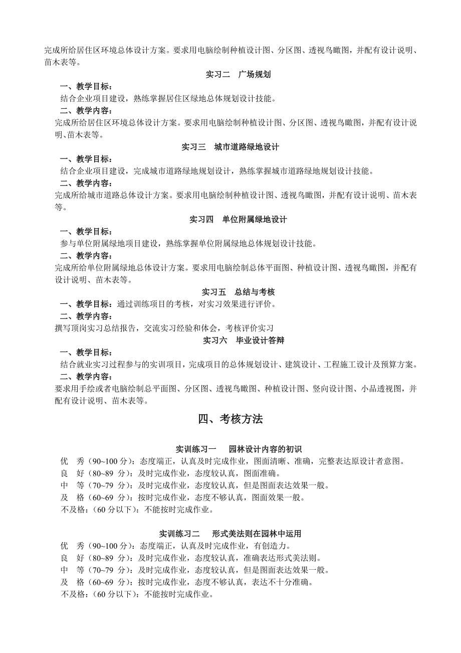 《园林规划设计》实践教学大纲1_第5页