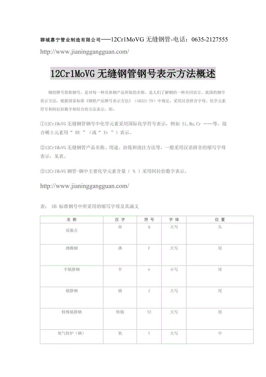 12Cr1MoVG无缝钢管钢号表示方法概述_第1页