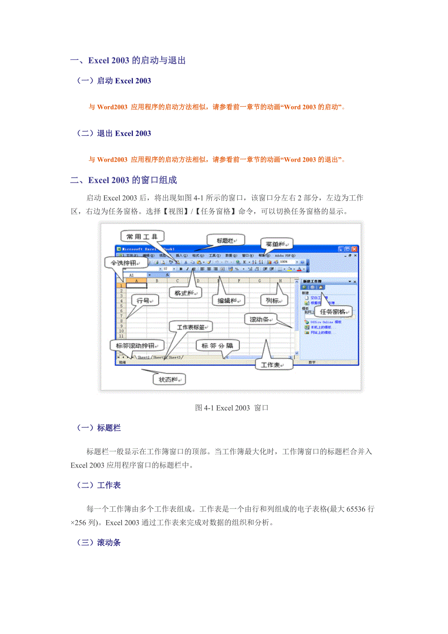 Excel2003的启动与退出_第1页