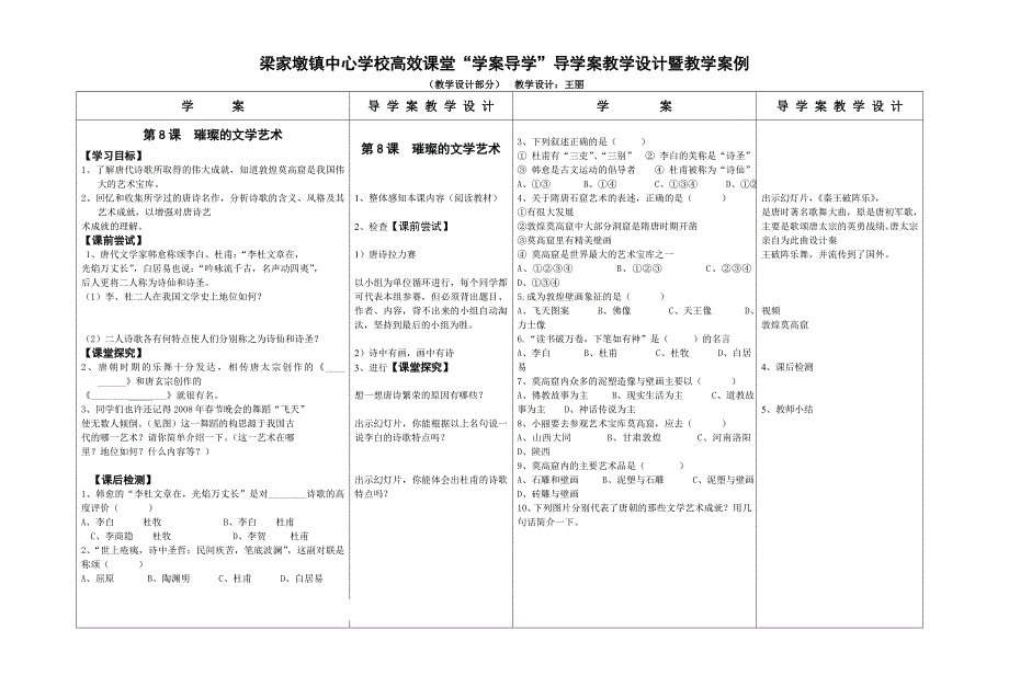 “学案导学”导学案教学设计暨教学案例展评(王丽)_第1页