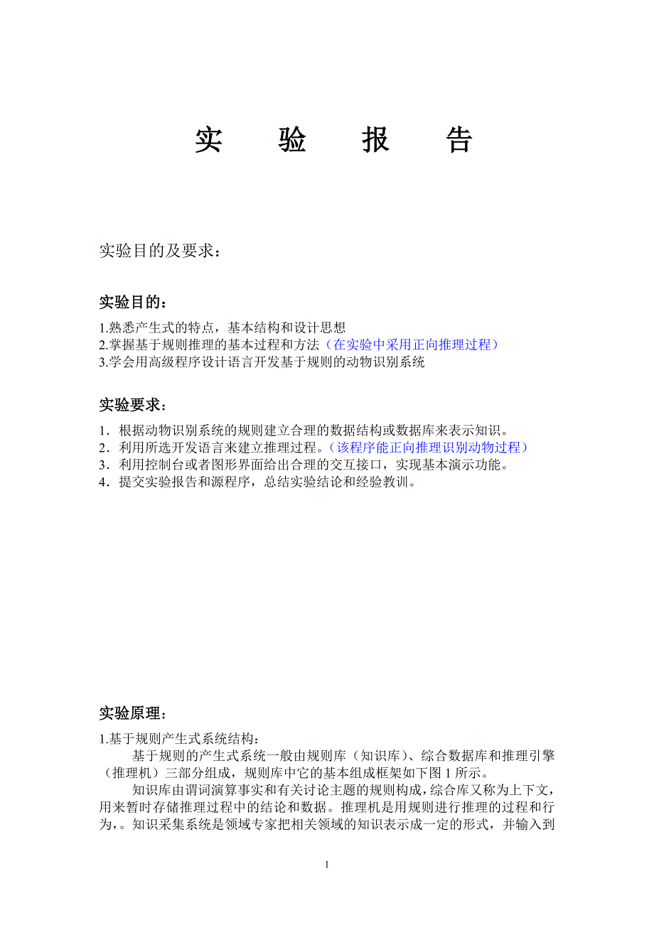 动物识别系统实验报告人工智能原理及其应用_第1页