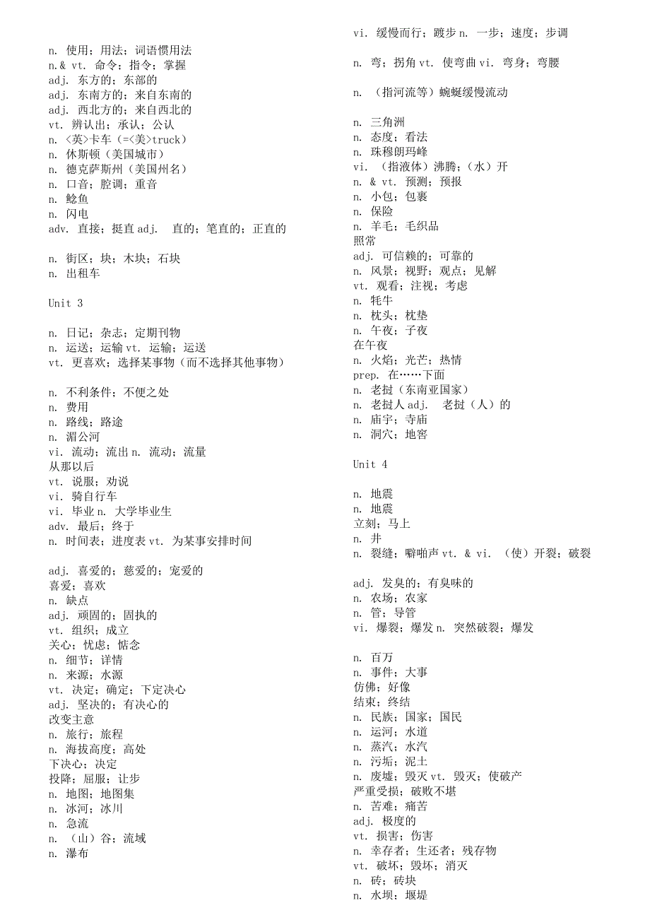 人教版高中英语必修一选修8单词表中文_第2页