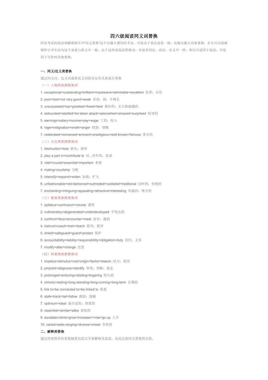 四六级阅读同义词替换_第1页