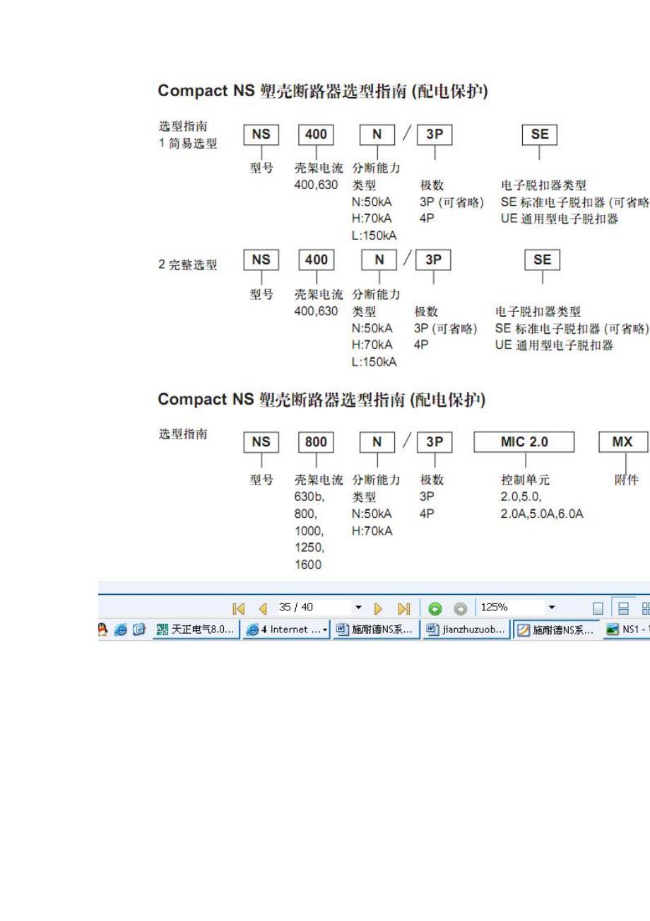 施耐德NS系列断路器快速选型表_第2页