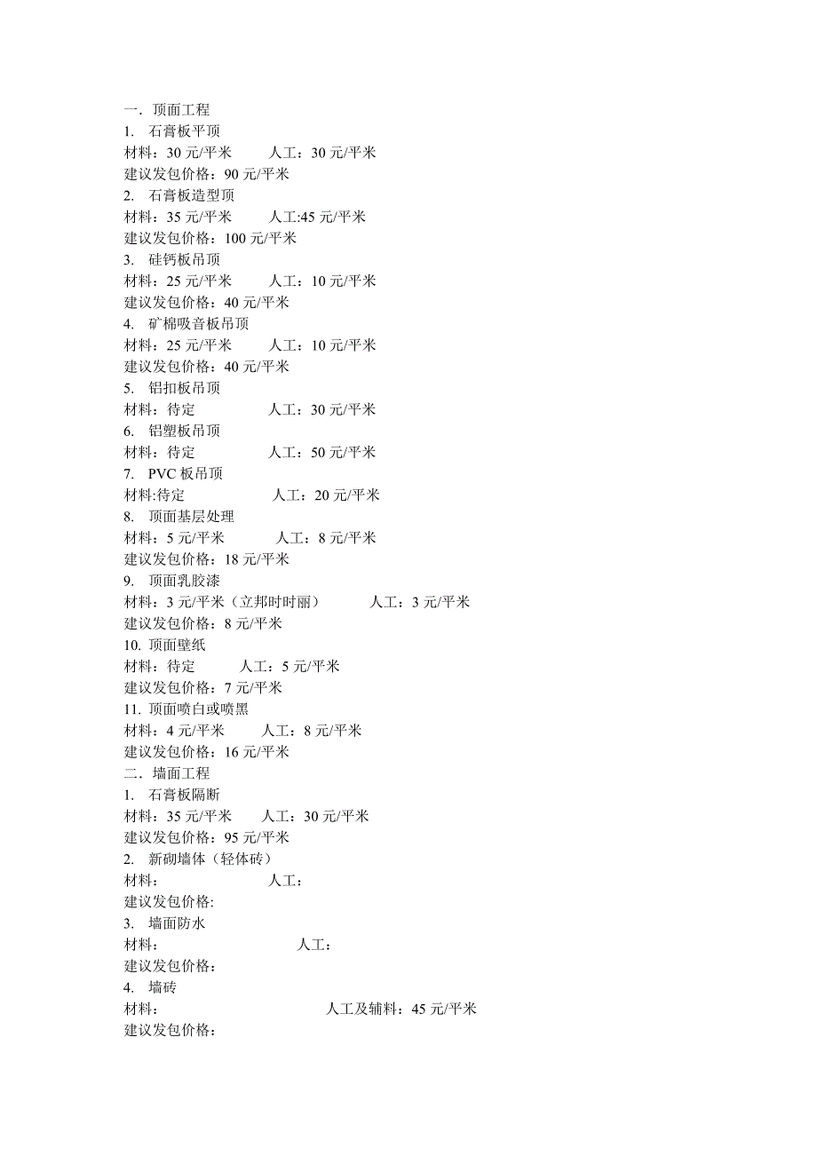 装修工地单项成本分析表_第1页