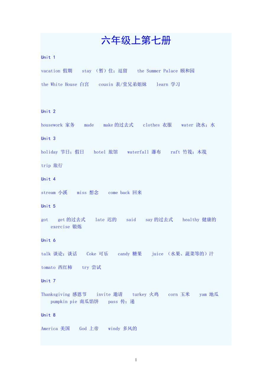 闽教版小学英语六年级上下册英语单词_第1页