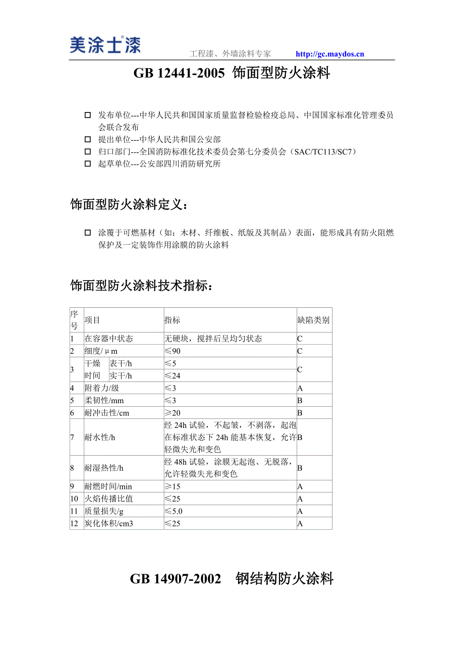 涂料相关标准-防火涂料标准_第2页