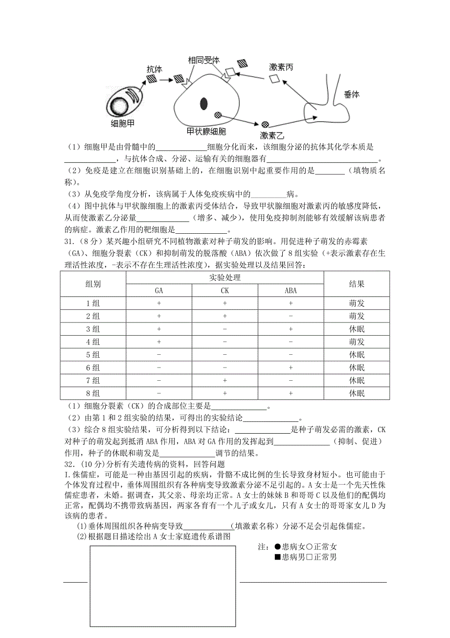 重庆市九龙坡区2016届高三上学期期中考试理综生物试题_第2页