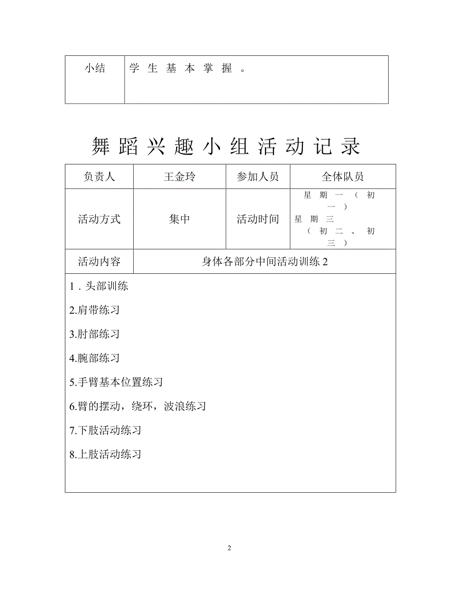 2010--2011学年度舞蹈兴趣小组活动记录_第2页