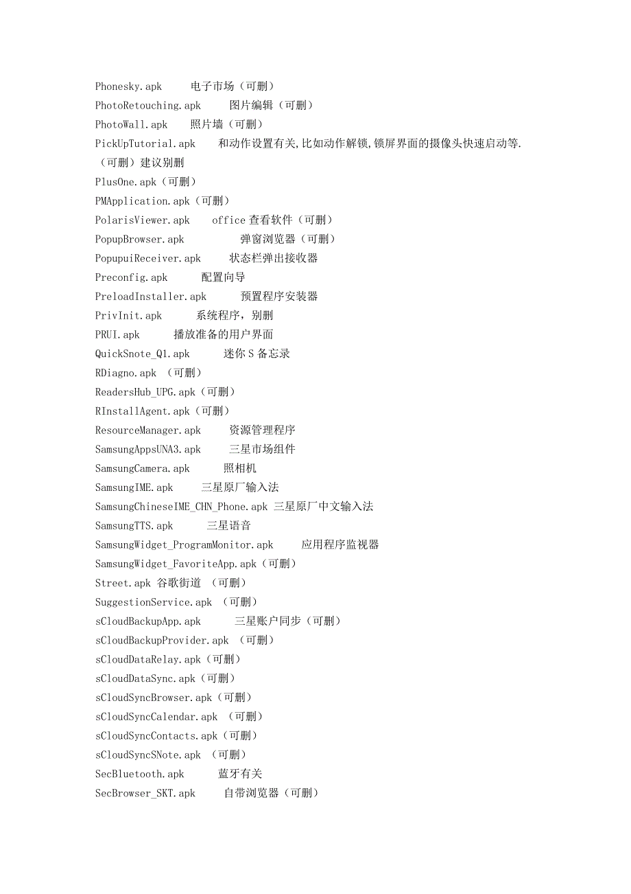 三星中高端机软件删除对照表_第4页