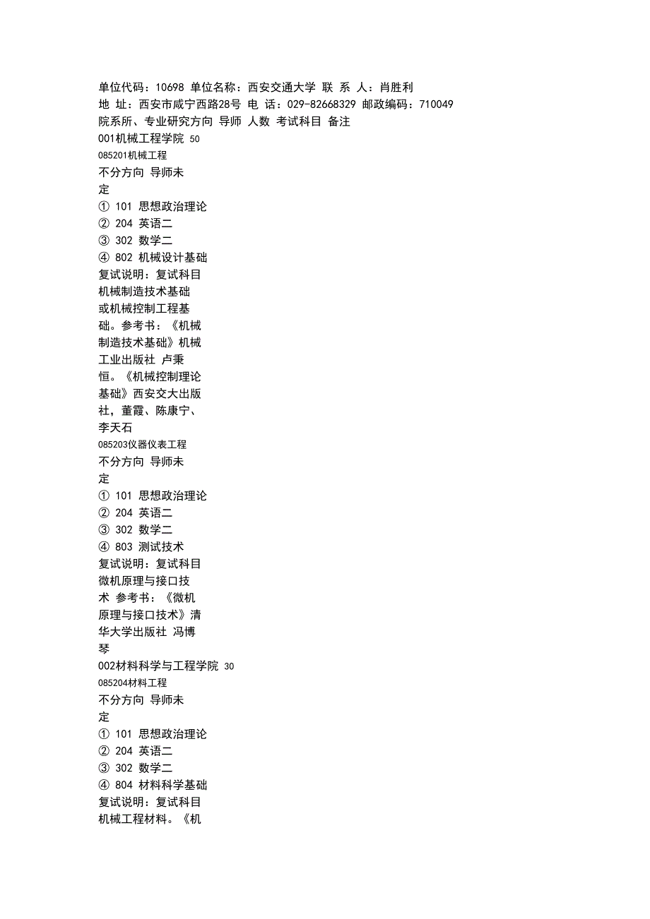 西安交大专硕录取人数及考试科目_第1页