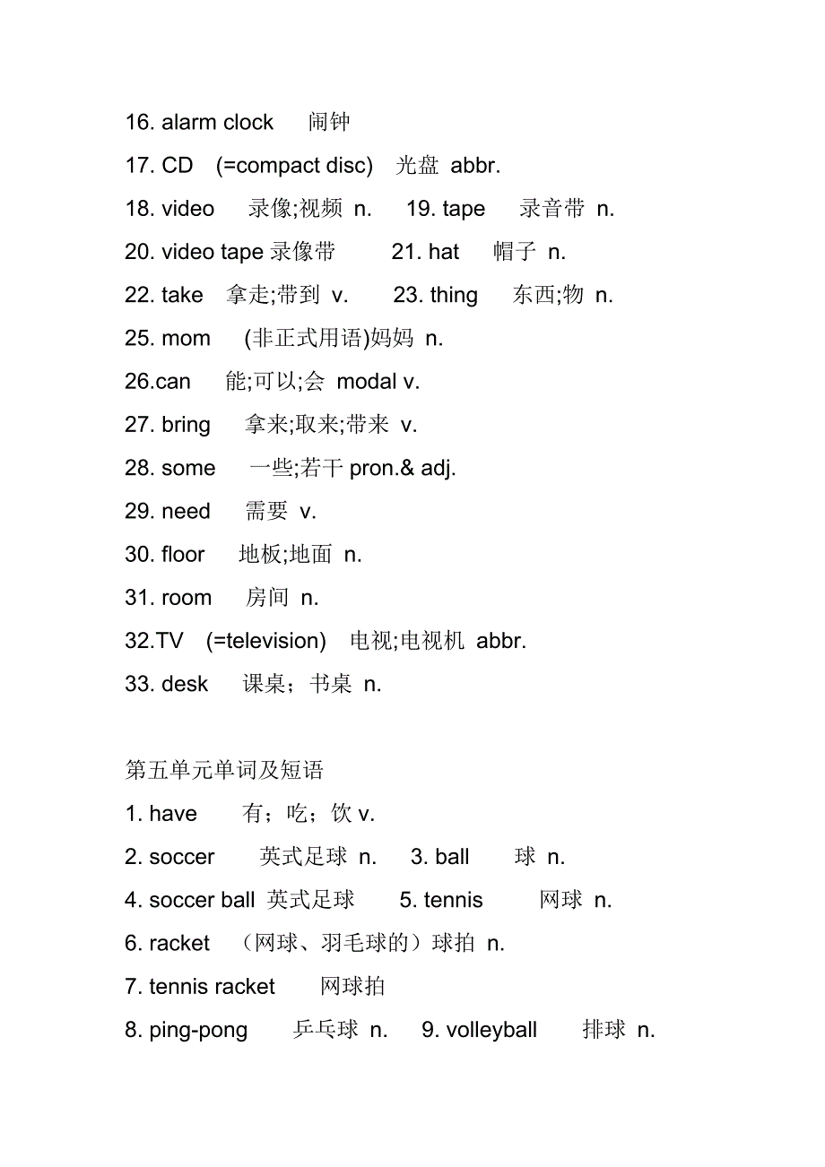 人教版新目标七年级上册英语单词表_第4页