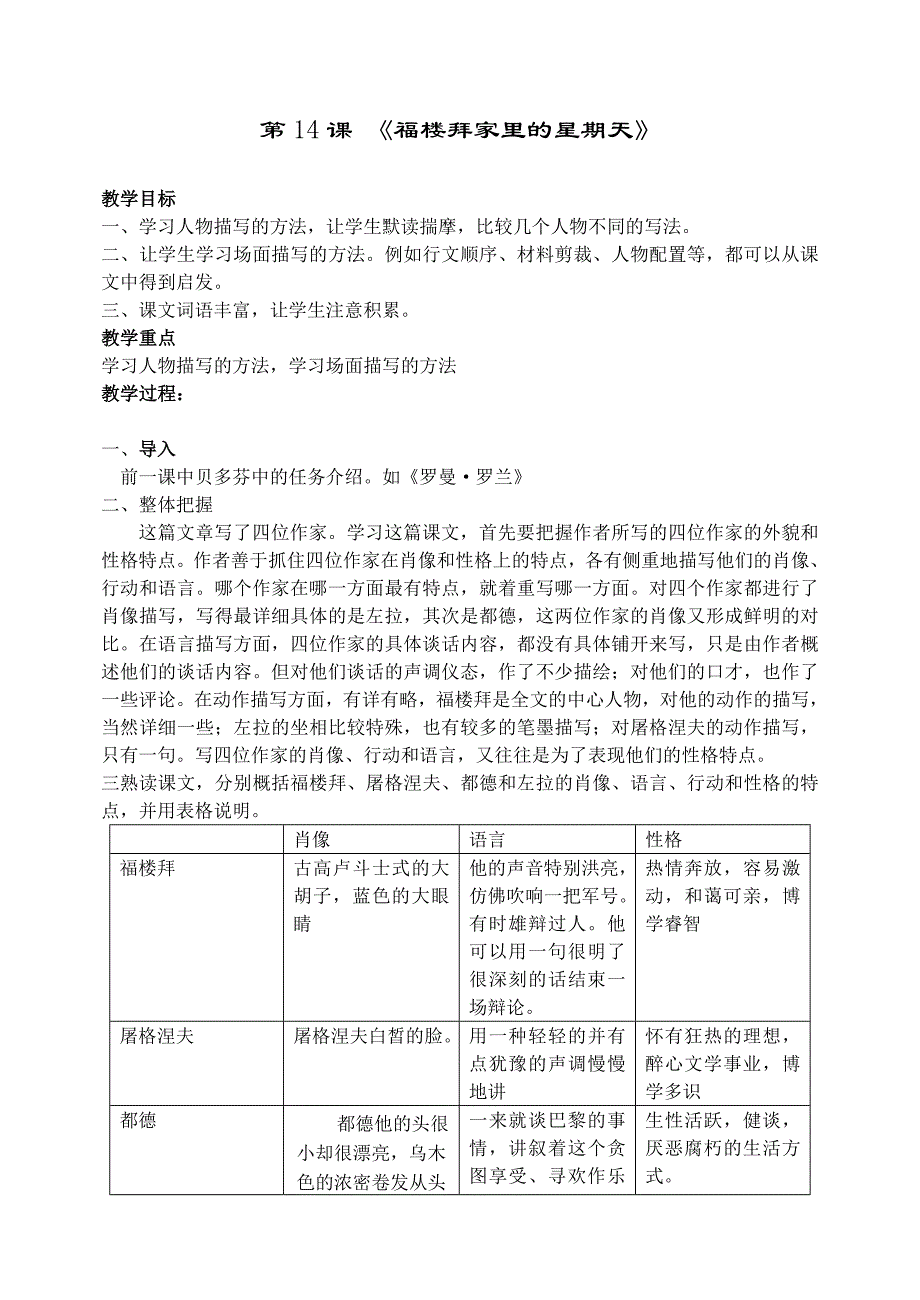 人教版七年级下册语文教案14福楼拜家的星_第1页