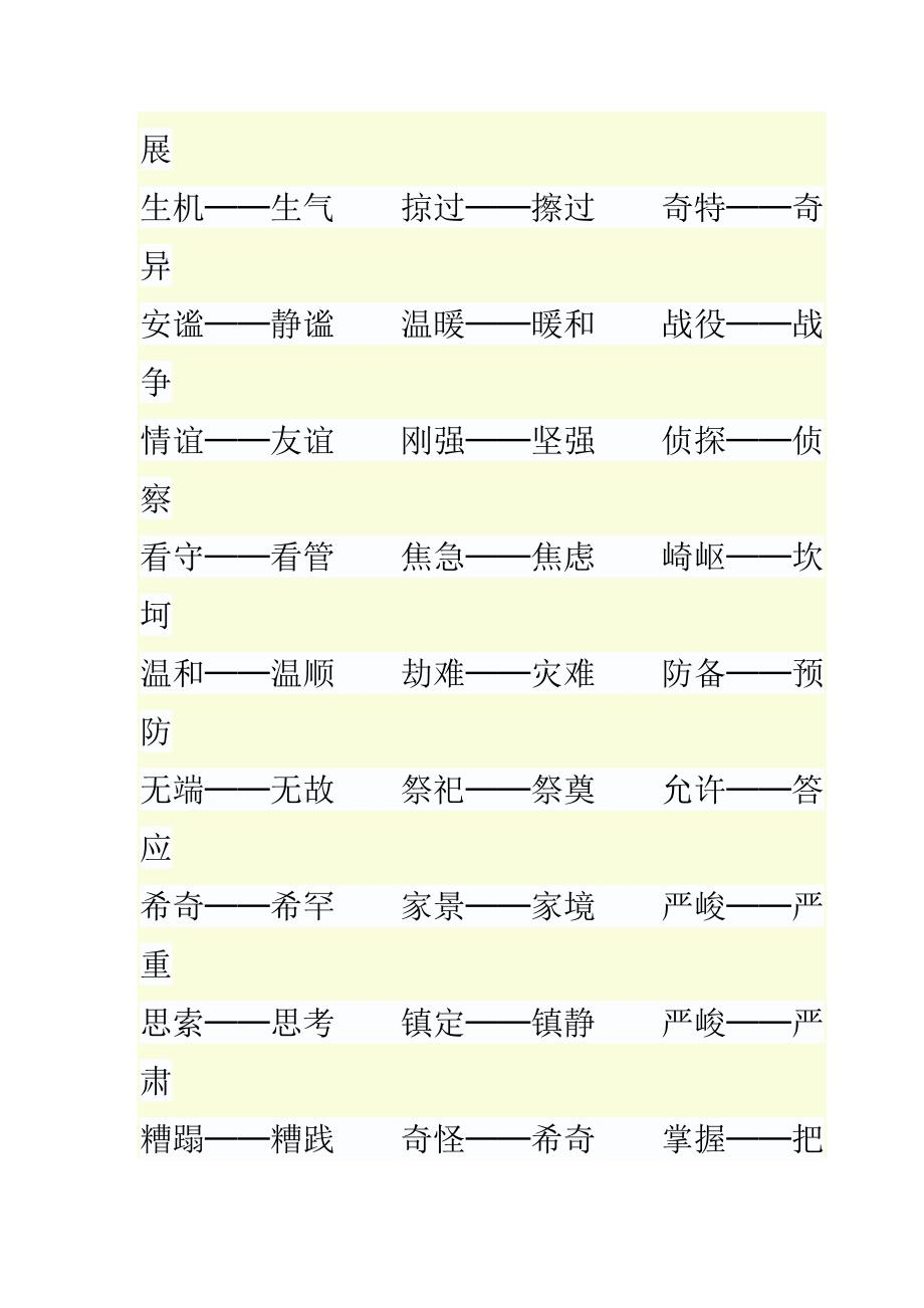 小学生应掌握的同义词近义词_第3页