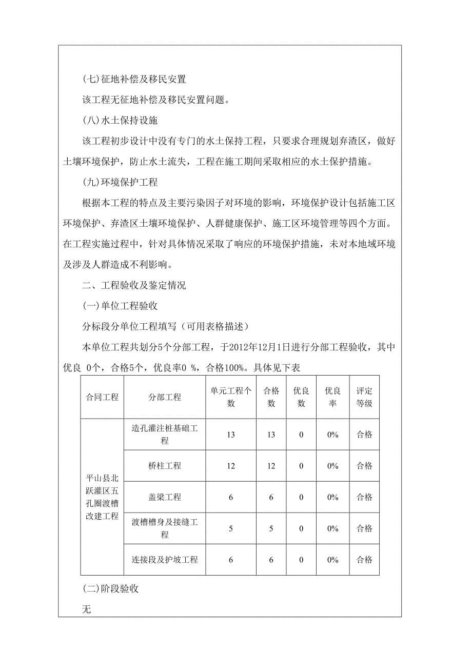 竣工验收施工管理报告(渡槽)_第5页