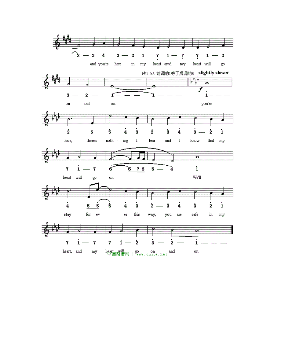 简谱-泰坦尼克号主题曲-Myheartwillgoon_第3页