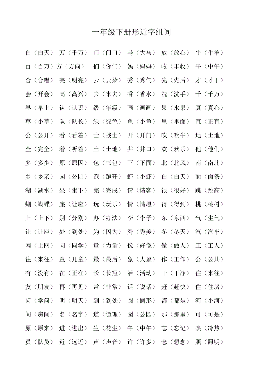 小学一年级语文下册多音字组词 (2)_第2页