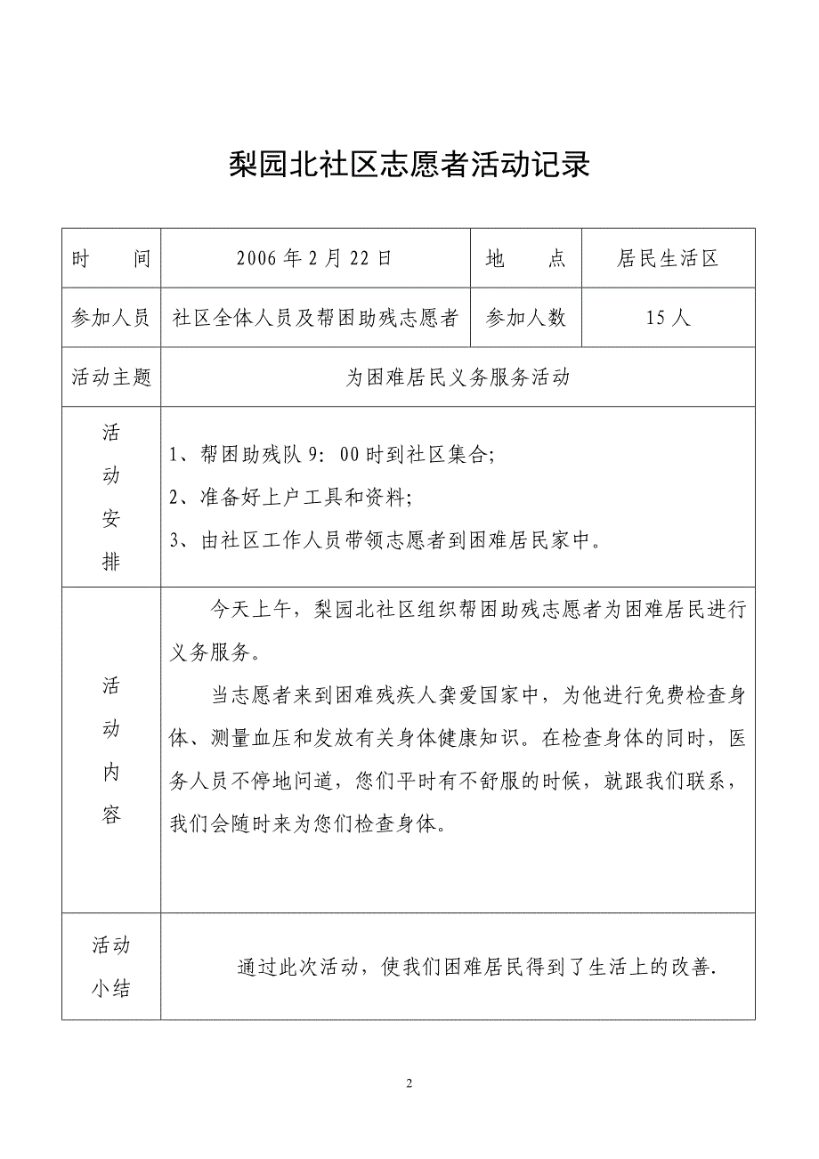 梨园西社区志愿者活动记录_第2页