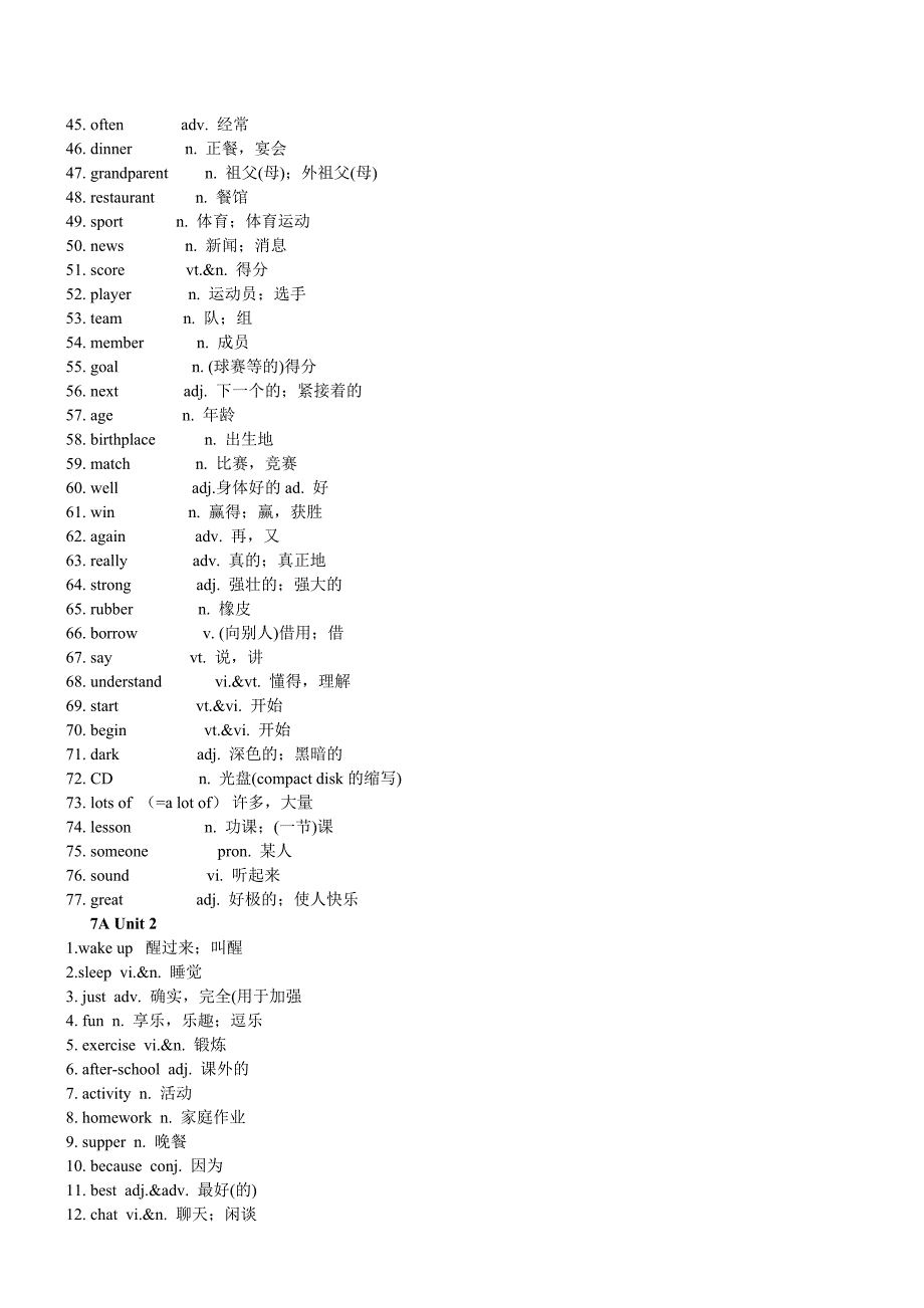 竖排最新牛津初中英语7A-9B单词表_第2页