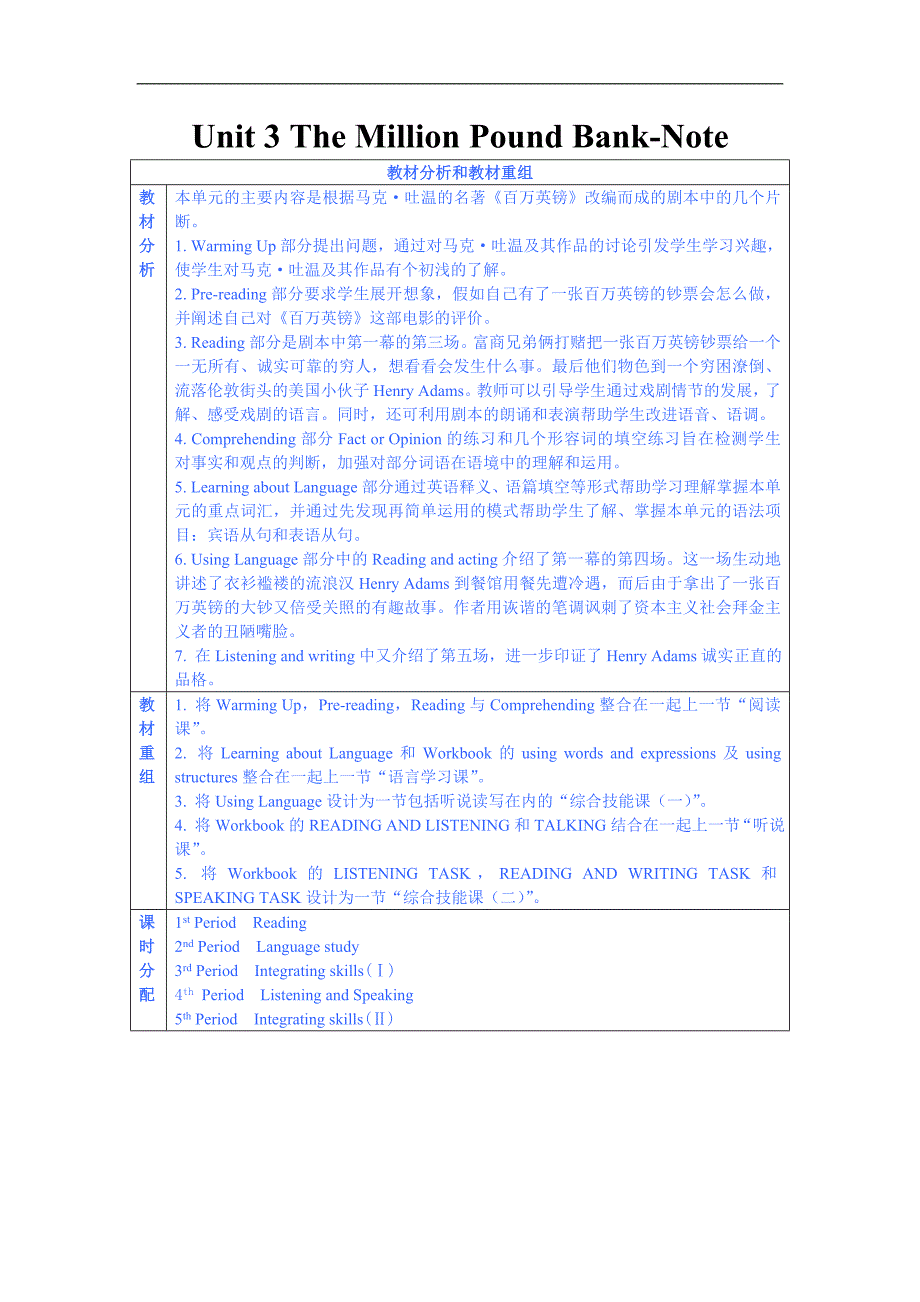 高中英语实验版第3册Unit3阅读课_第1页