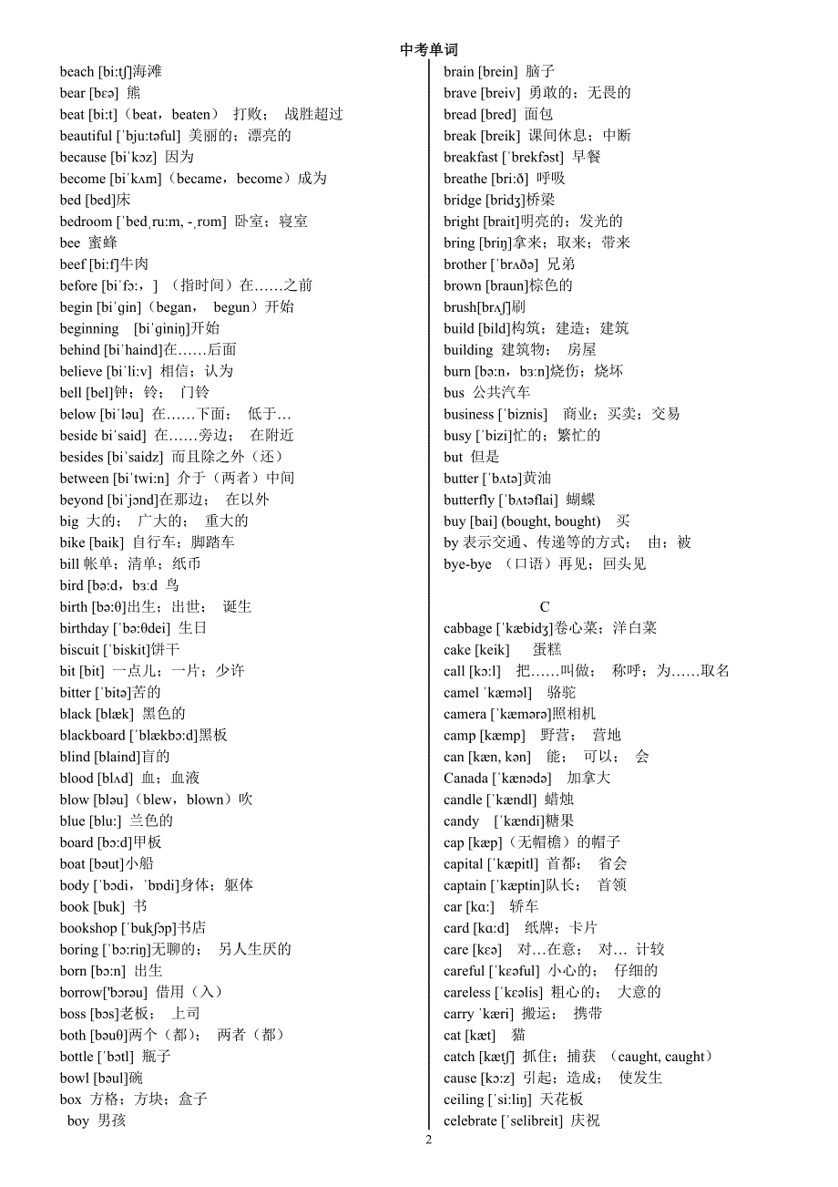 音标版中考必考英语1600单词_第2页