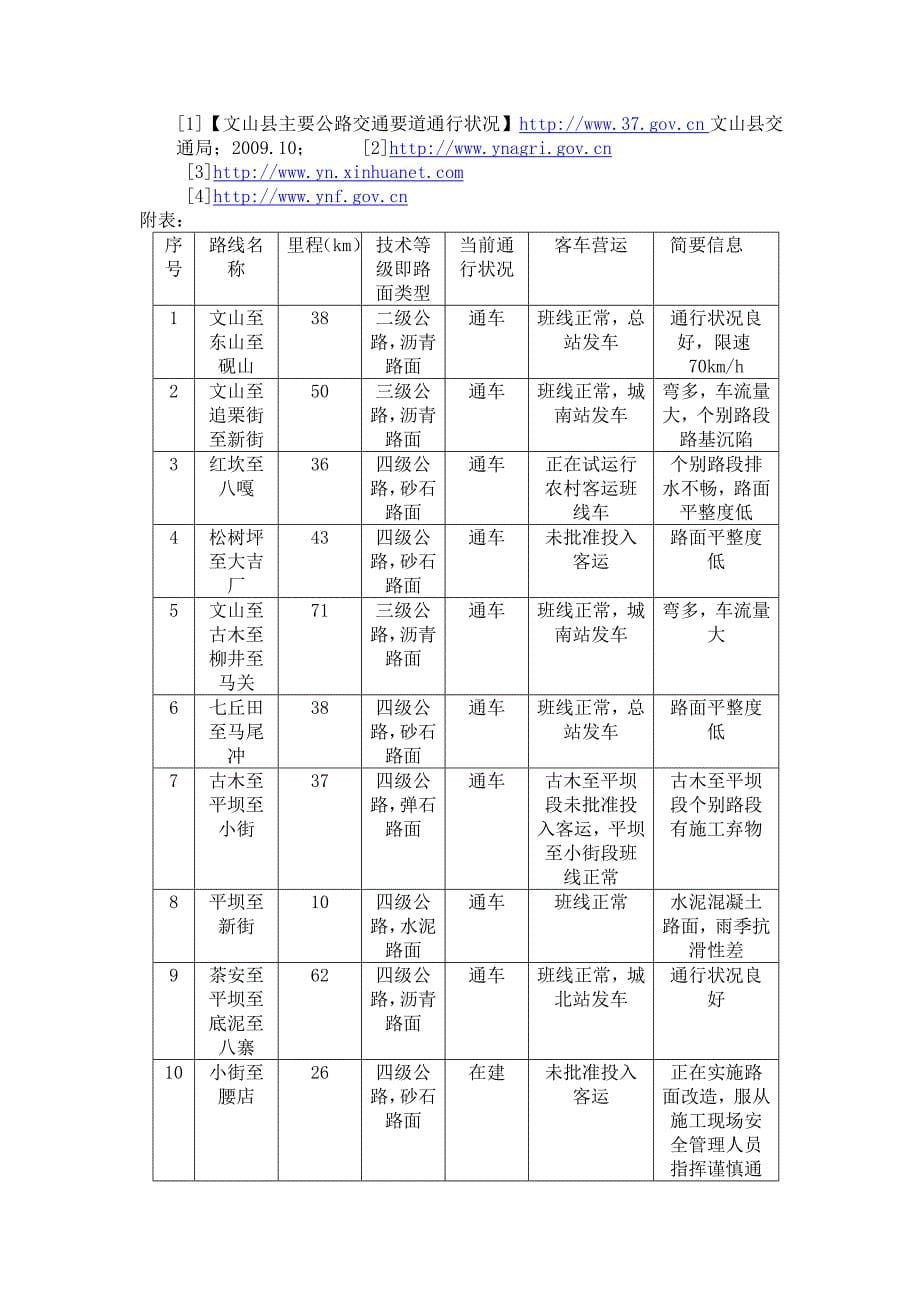 关于文山县交通路况调查与分析_第5页