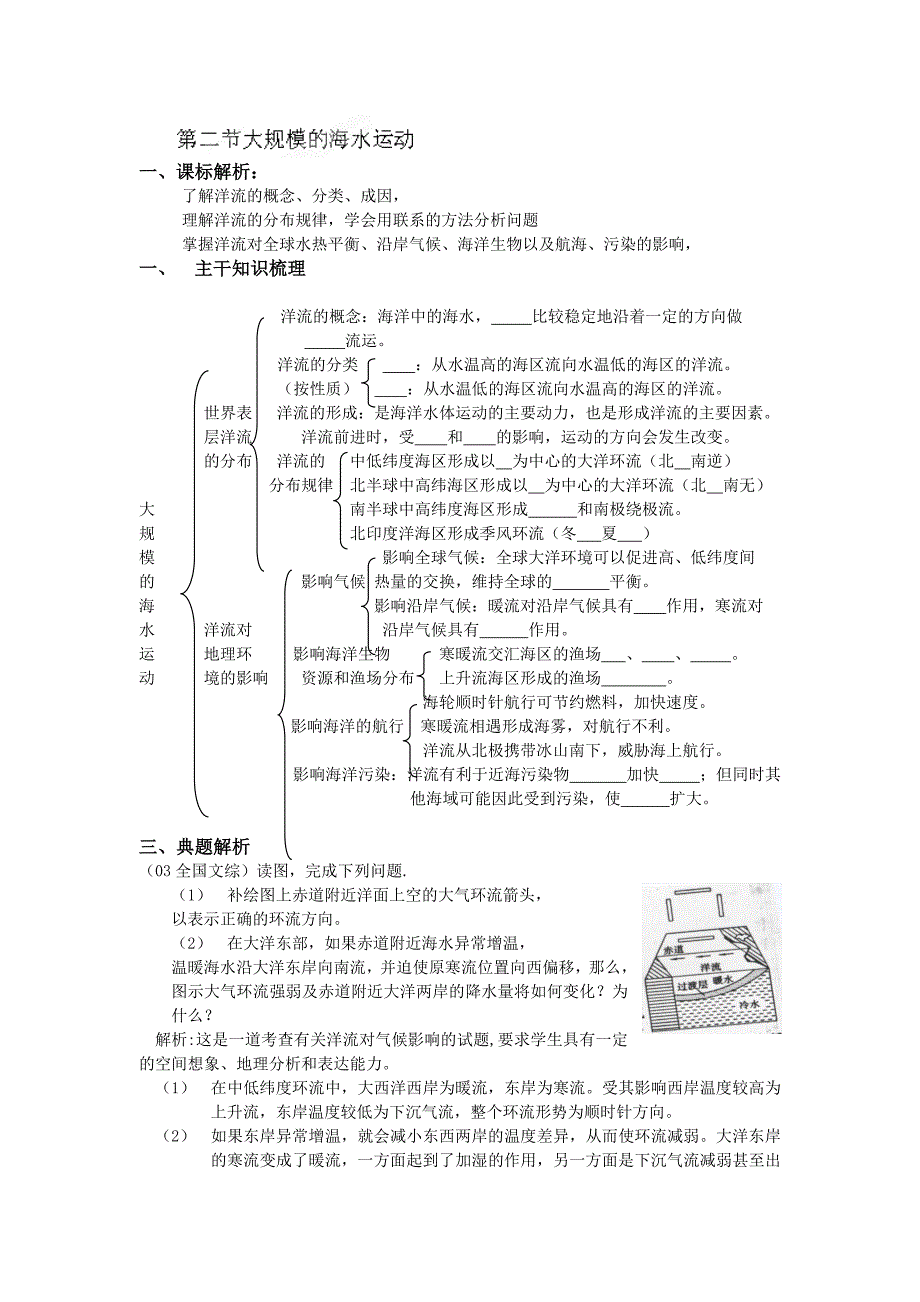 河南省武陟县阳城一中人教版地理必修一《大规模的海水运动》教案_第1页