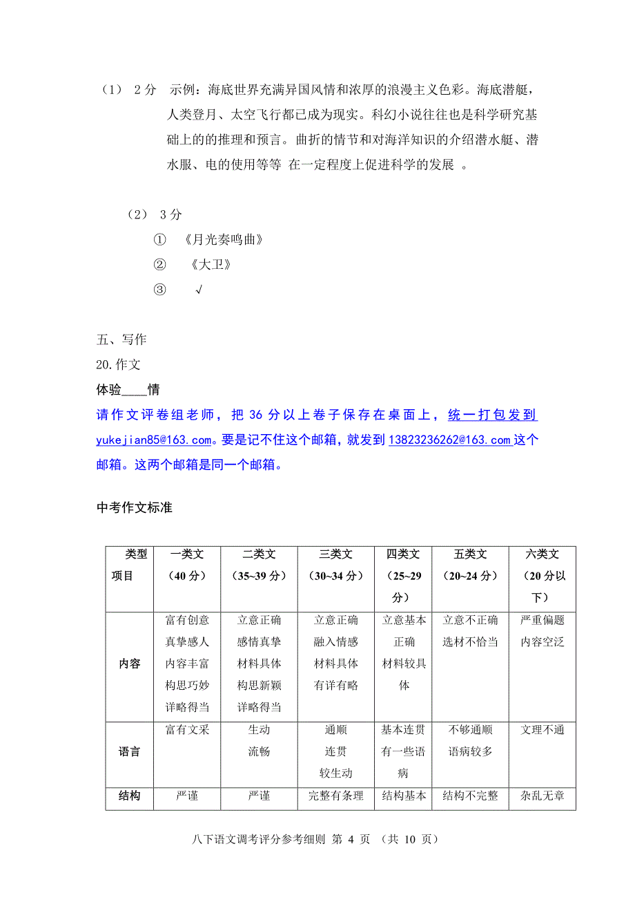 深圳市罗湖区八年级下10年语文期末考试答案_第4页