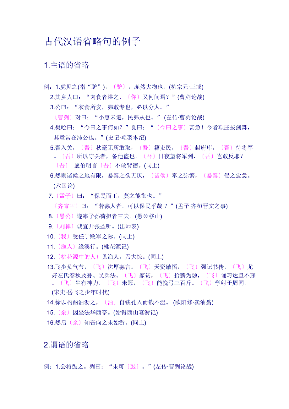 古代汉语省略句的例子1_第1页