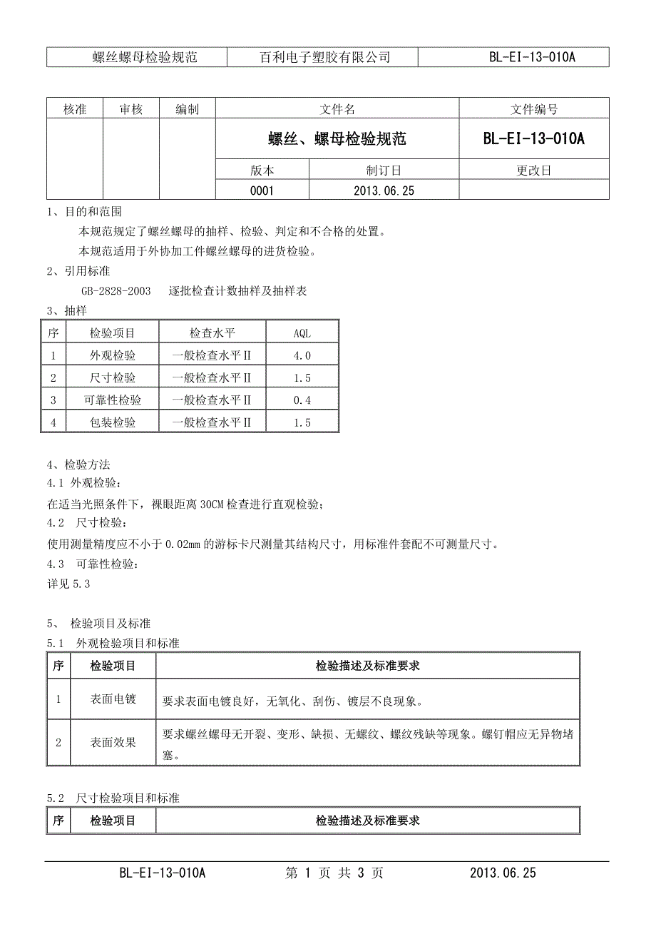 螺丝、螺母检验规范_第1页