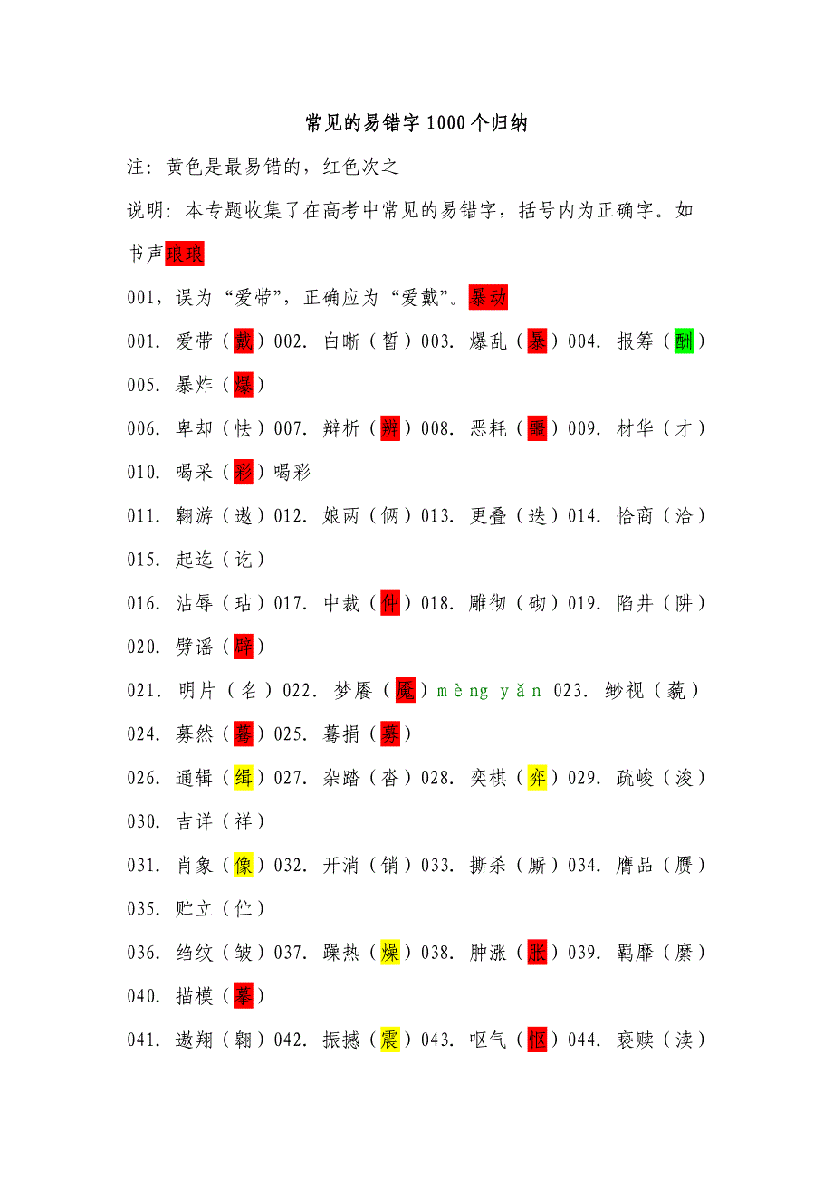 常见的易错字1000个归纳_第1页