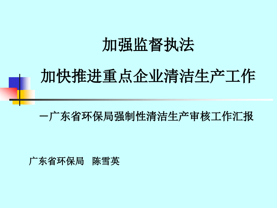 环保局强制性清洁生产审核工作汇报_第1页