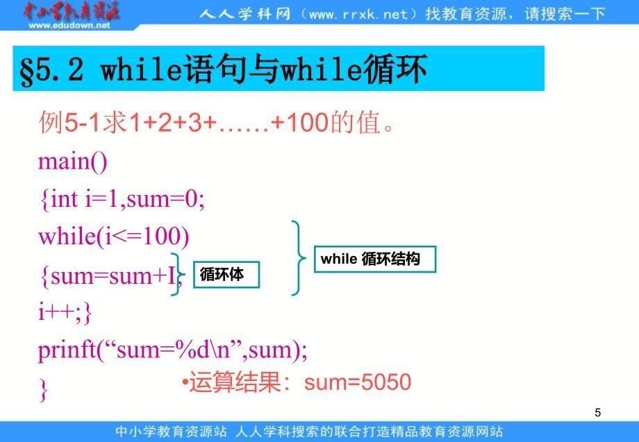 2013教科版选修1《循环结构程序》课件1_第5页