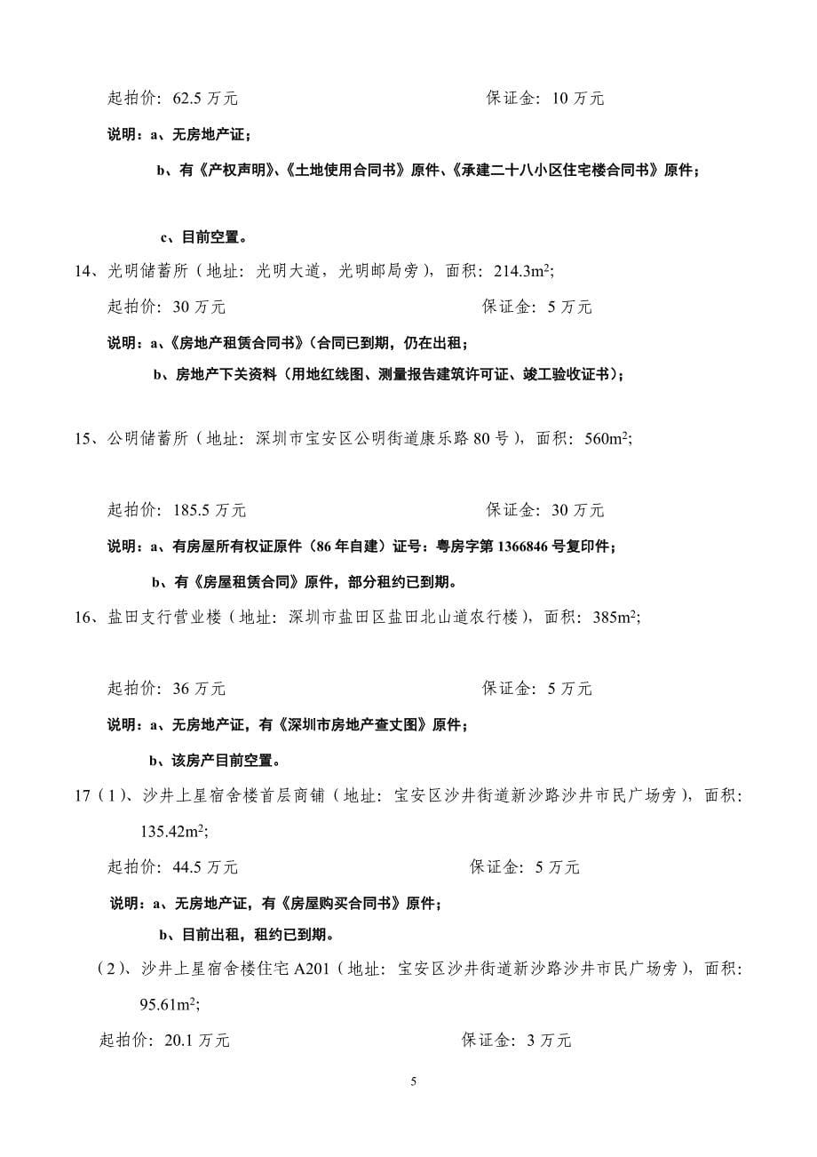 深圳市不动产拍卖行有限公司第310期_第5页