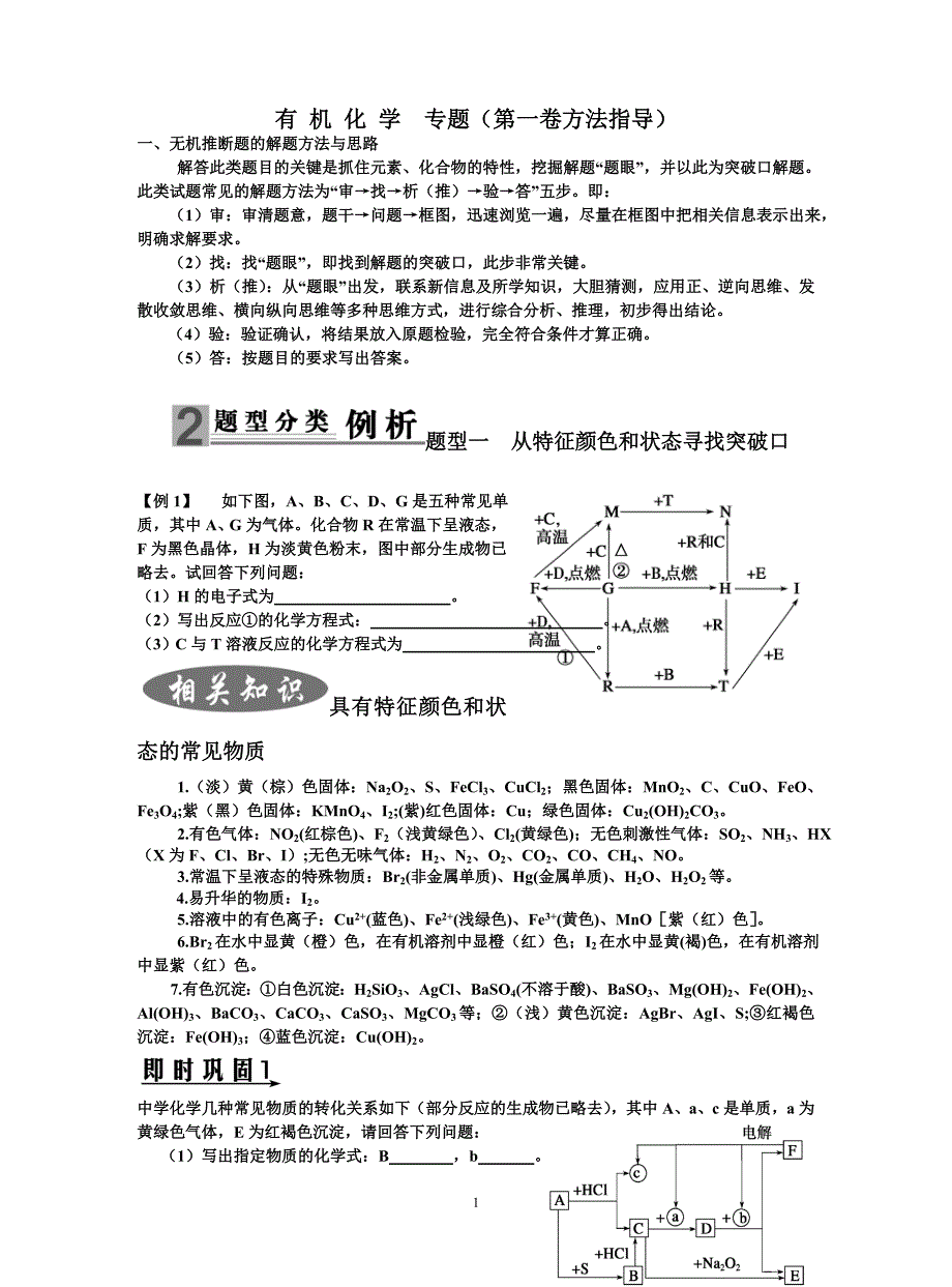 有机化学推断技巧及专题练习_第1页