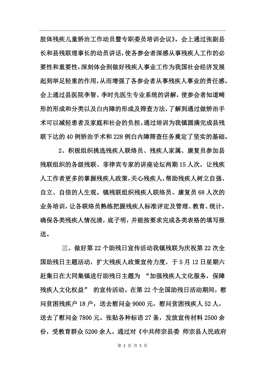 乡镇2017年上半年残疾人工作总结_第2页