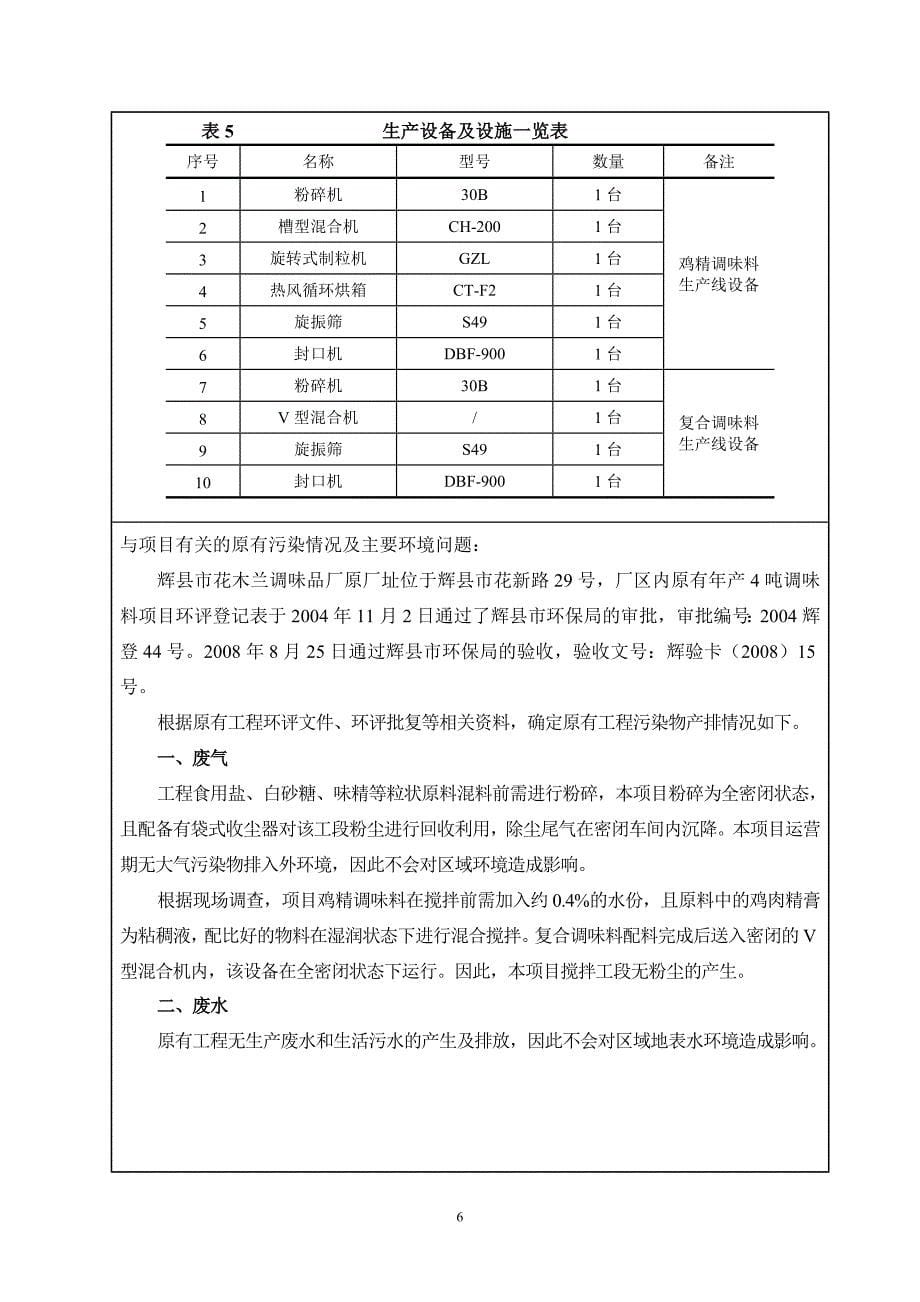 辉县市花木兰调味品厂年产10吨调味料项目环评报告表_第5页