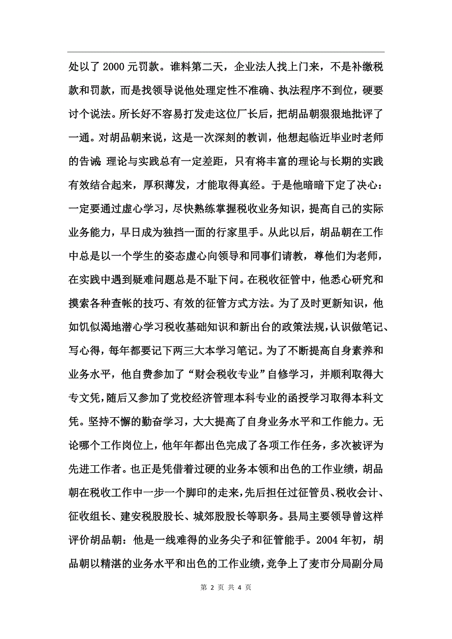 地税局副局长先进个人材料_第2页