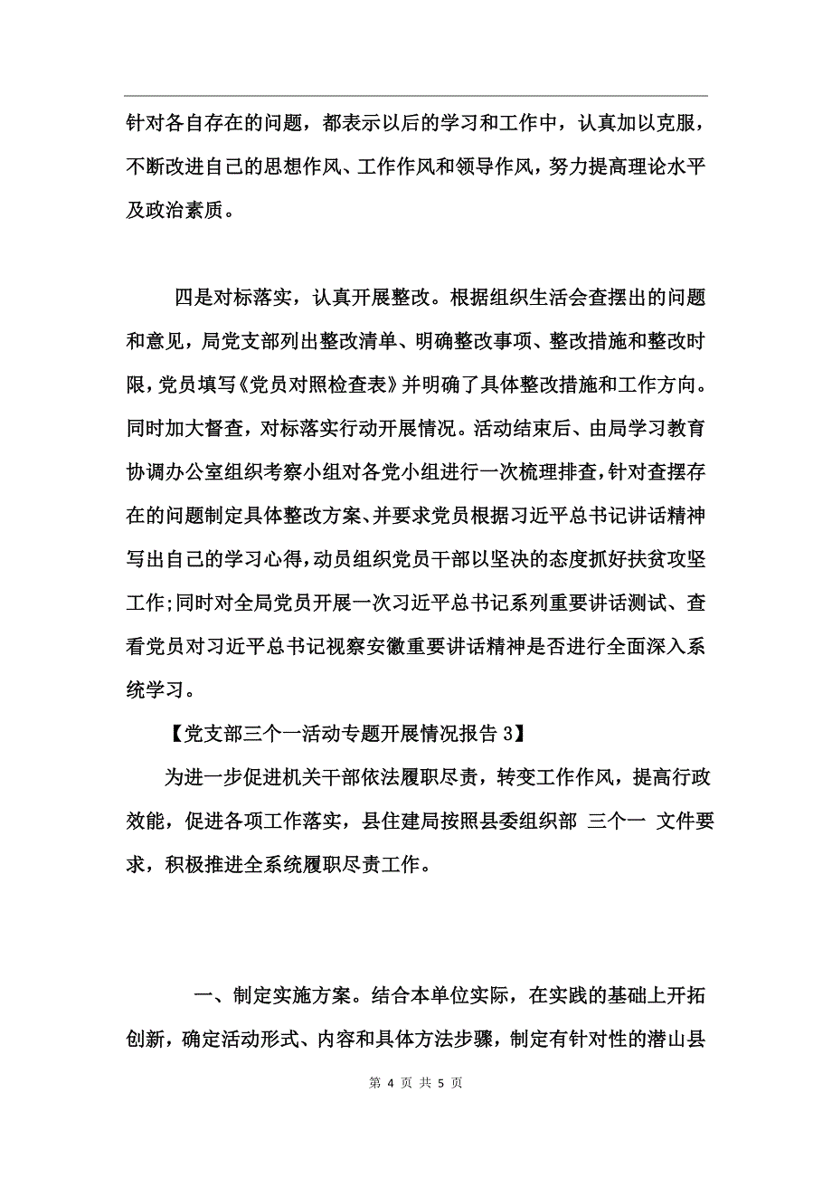 党支部三个一活动专题开展情况报告_第4页