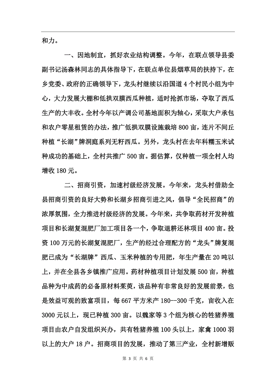 龙头村基层组织建设成效显著工作总结_第3页