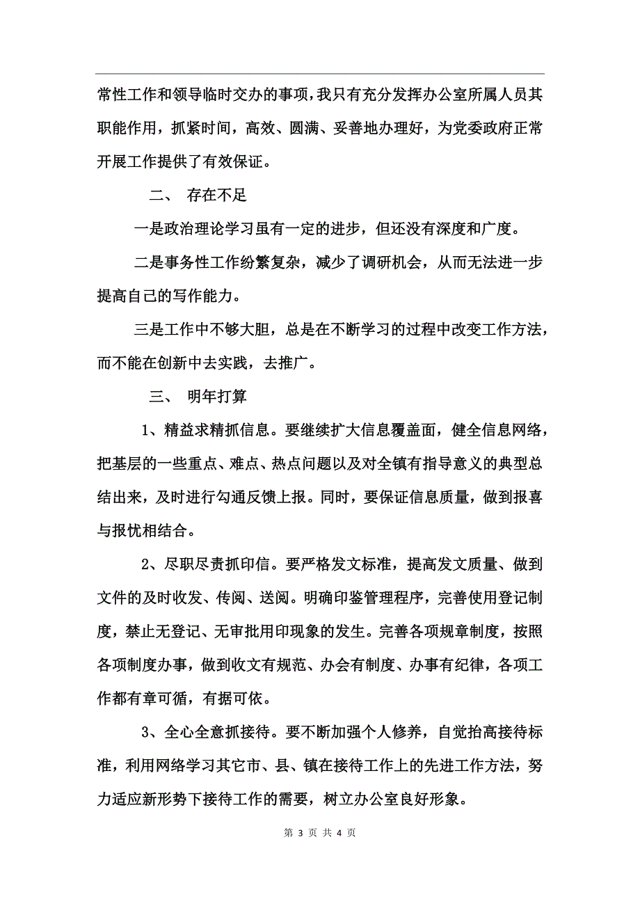 镇党政办主任个人工作总结_第3页