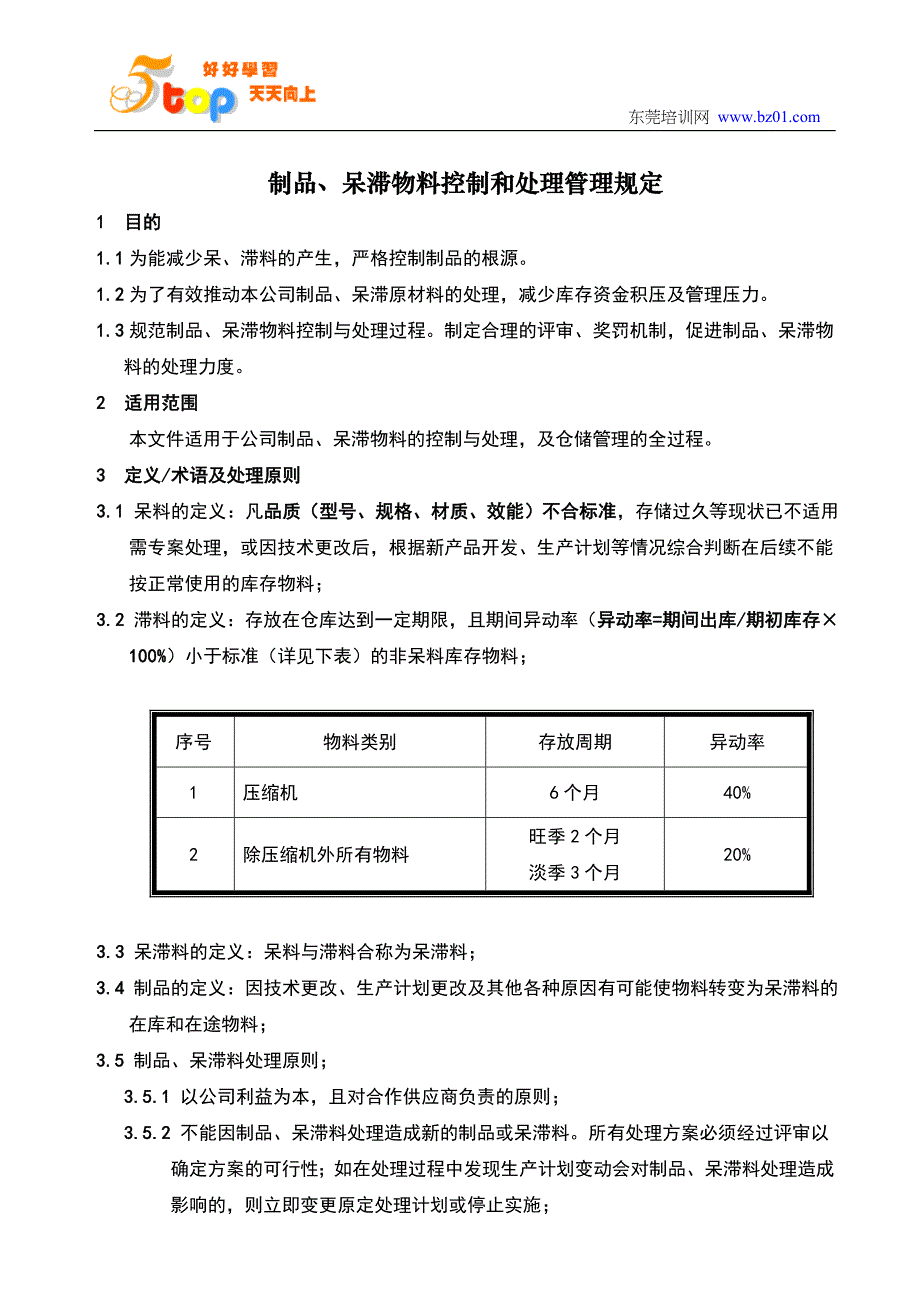 呆滞物料控制和处理管理规定_第2页