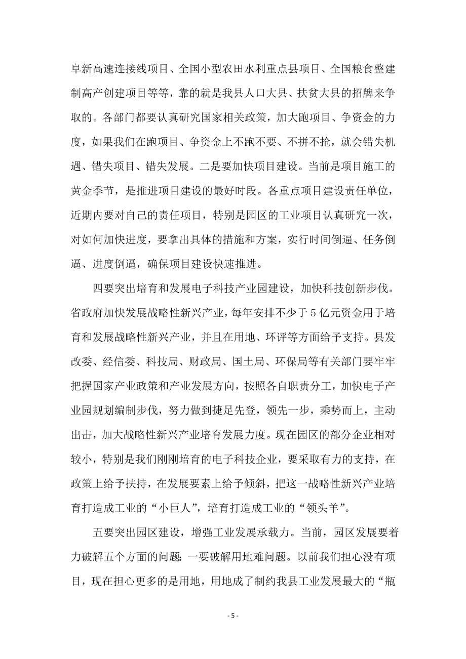 工业经济推进会议县长发言_第5页