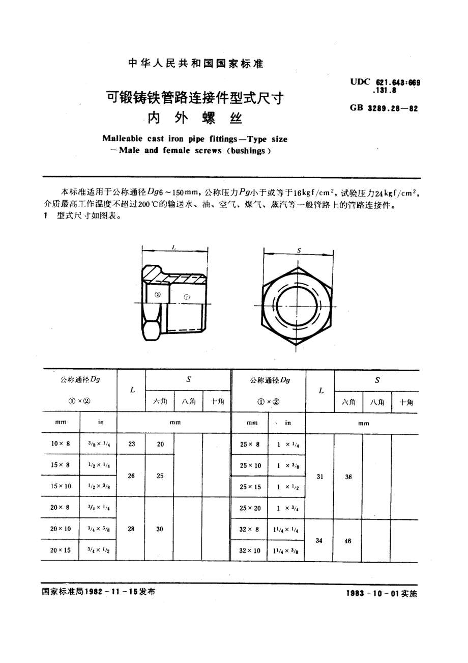 E5锻铸铁管路连接件型式尺寸+内外螺丝_第1页