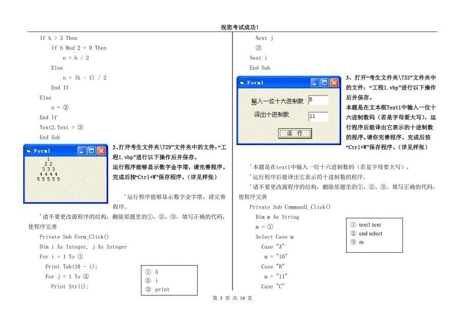 2013江苏省信息技术学业水平测试vb操作题带答案_第5页