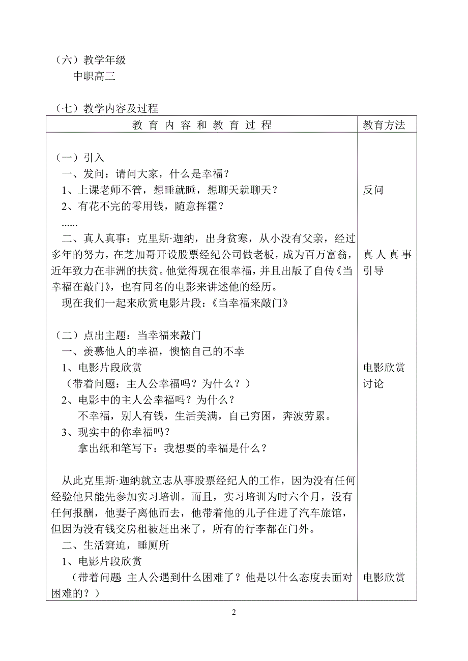 《当幸福来敲门》教学设计_第2页