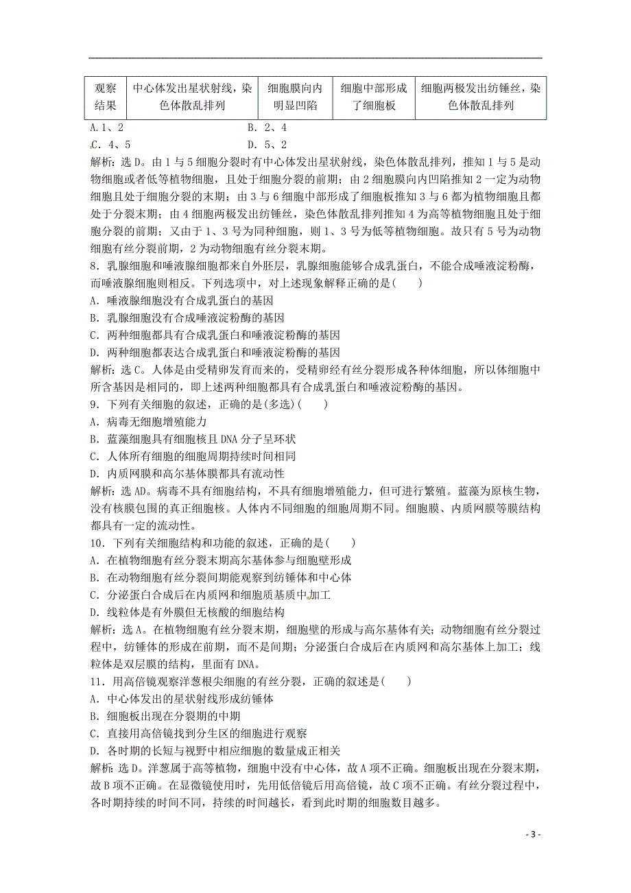 2013年高中生物知能演练轻巧夺冠章末综合检测苏教版必修1_第3页