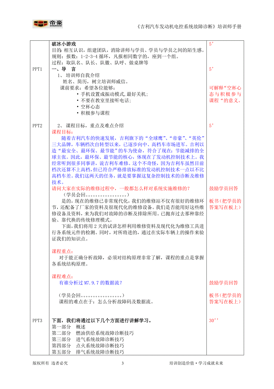 《吉利汽车发动机电控系统故障诊断技术》培训师手册_第3页