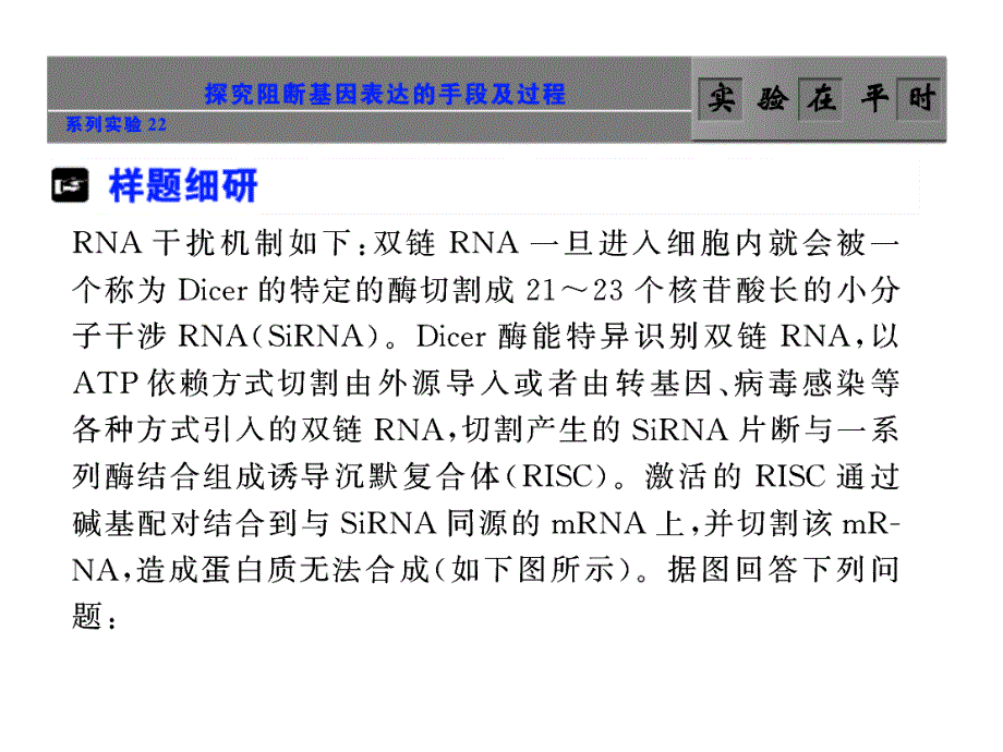 系列实验22探究阻断基因表达的手段及过程_第1页