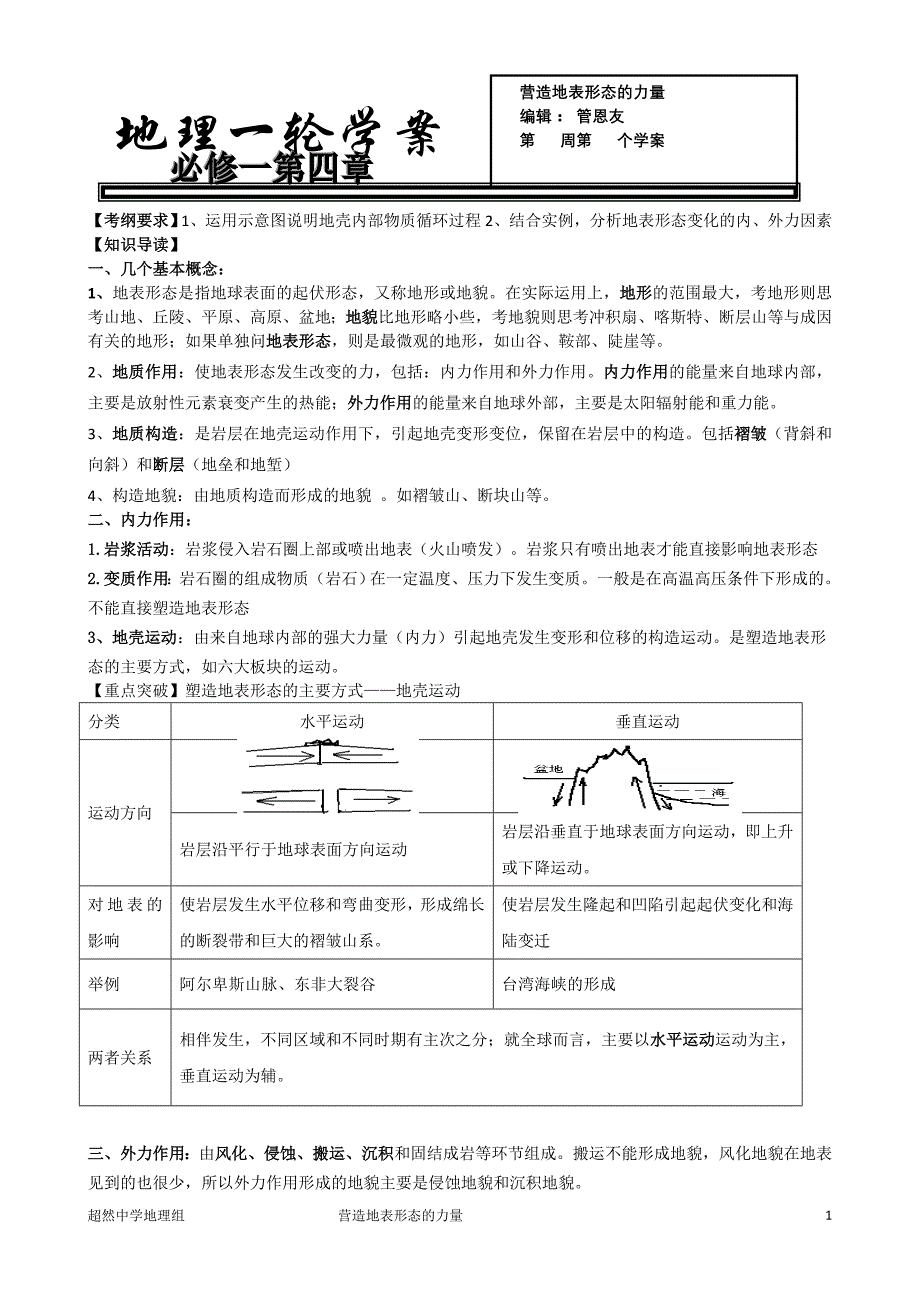 营造地表形态的力量学案_第1页